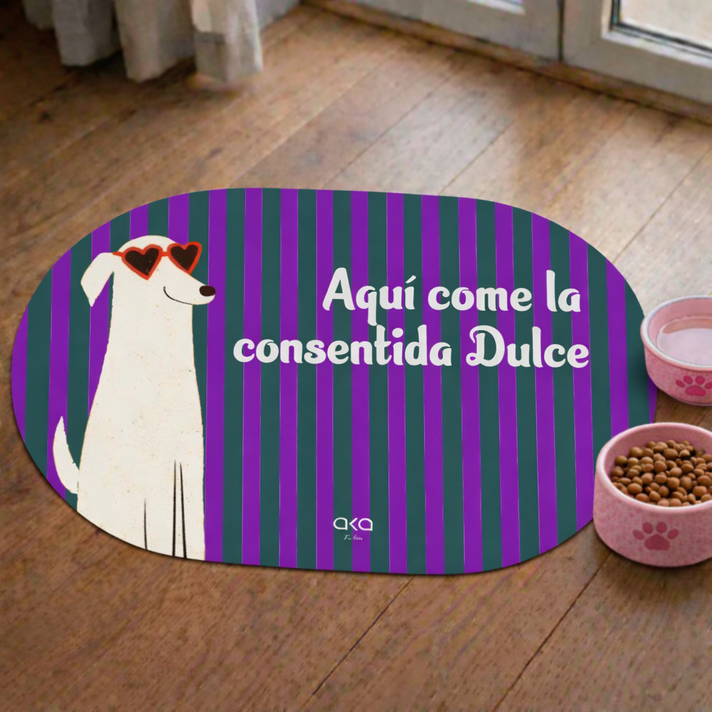 TAPETE DE COMIDA PARA PERROS "AQUÍ COME"