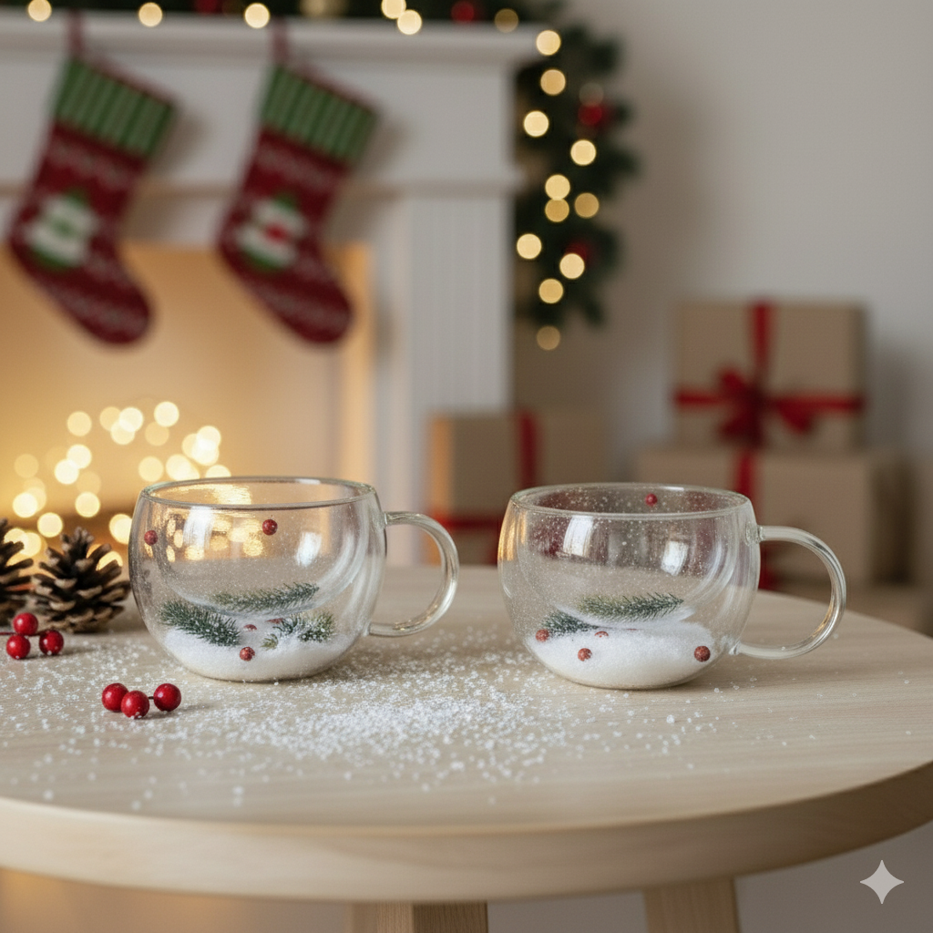 SET DE DOS TAZAS NAVIDEÑAS DOBLE PARED