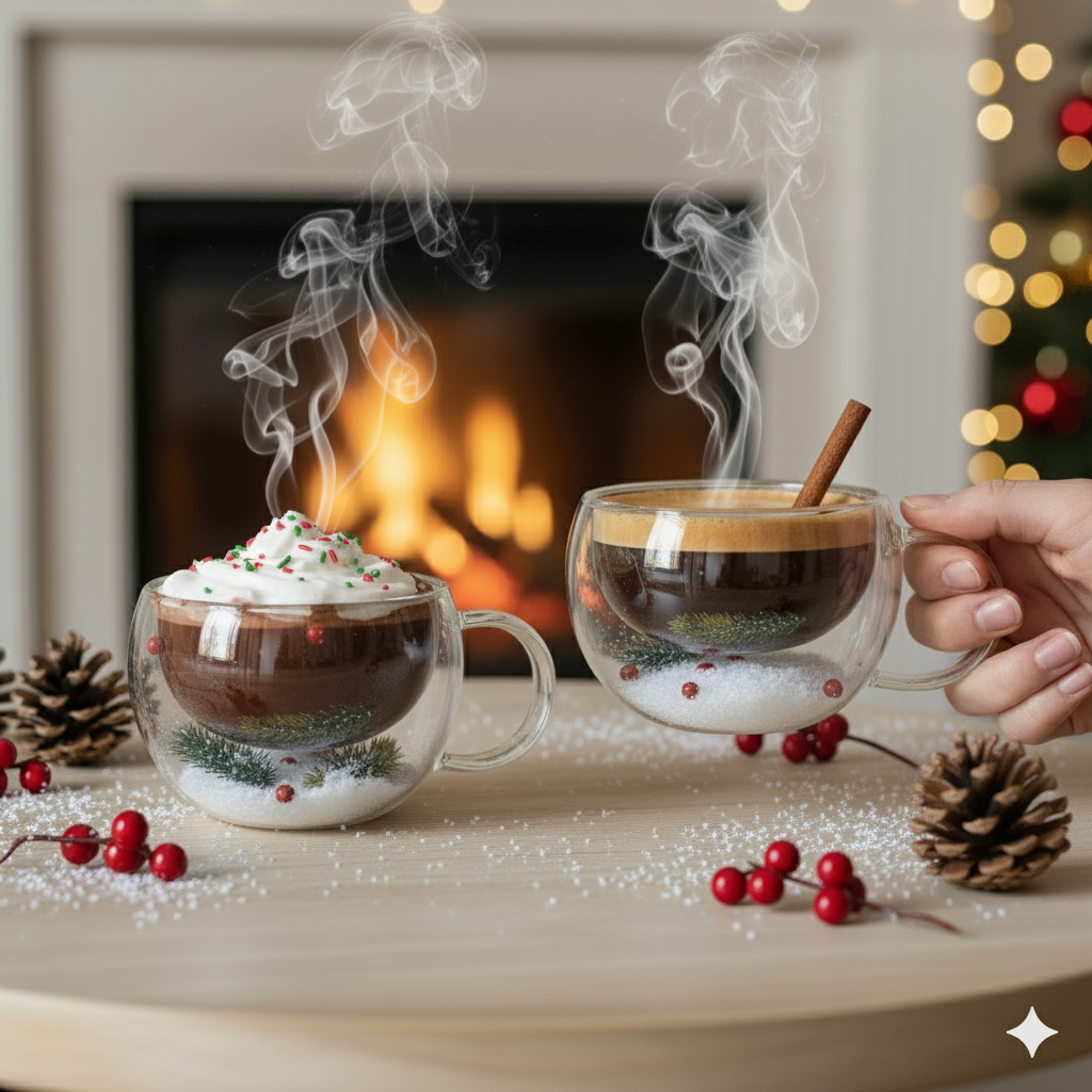 SET DE DOS TAZAS NAVIDEÑAS DOBLE PARED