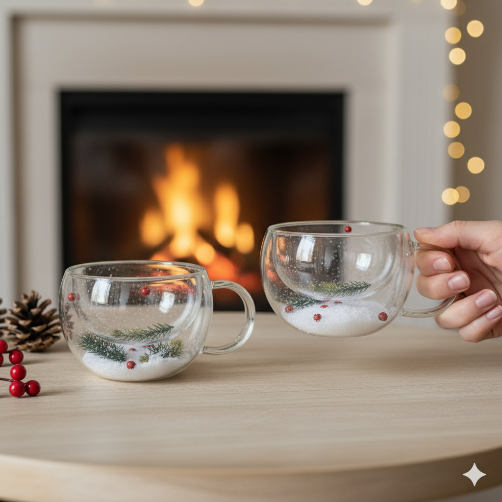 SET DE DOS TAZAS NAVIDEÑAS DOBLE PARED