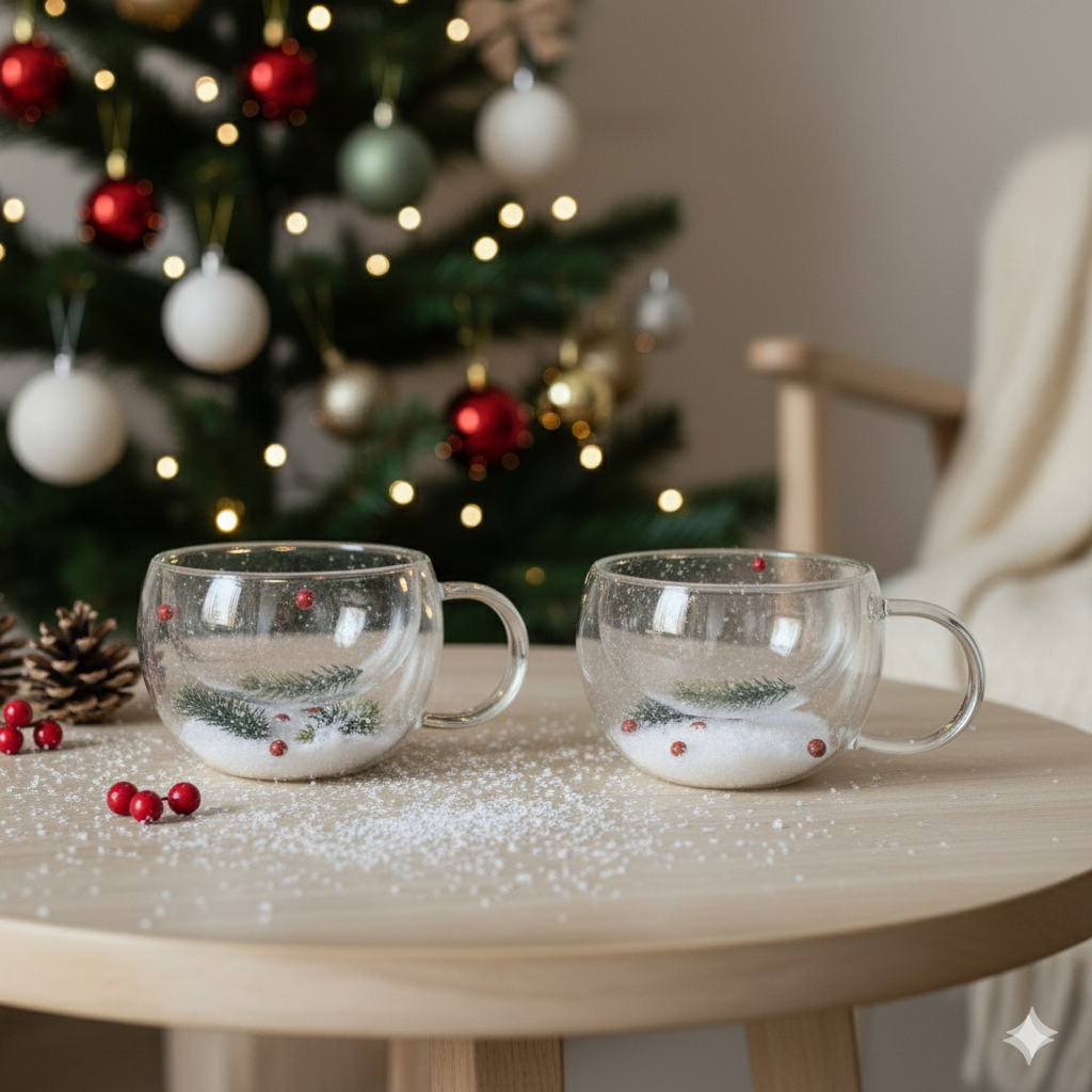 SET DE DOS TAZAS NAVIDEÑAS DOBLE PARED