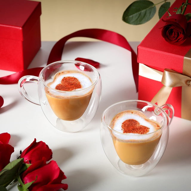 SET DE DOS TAZAS DE CORAZÓN DOBLE PARED