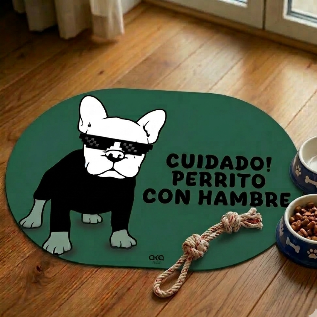 TAPETE DE COMIDA PARA PERROS "CUIDADO PERRITO"