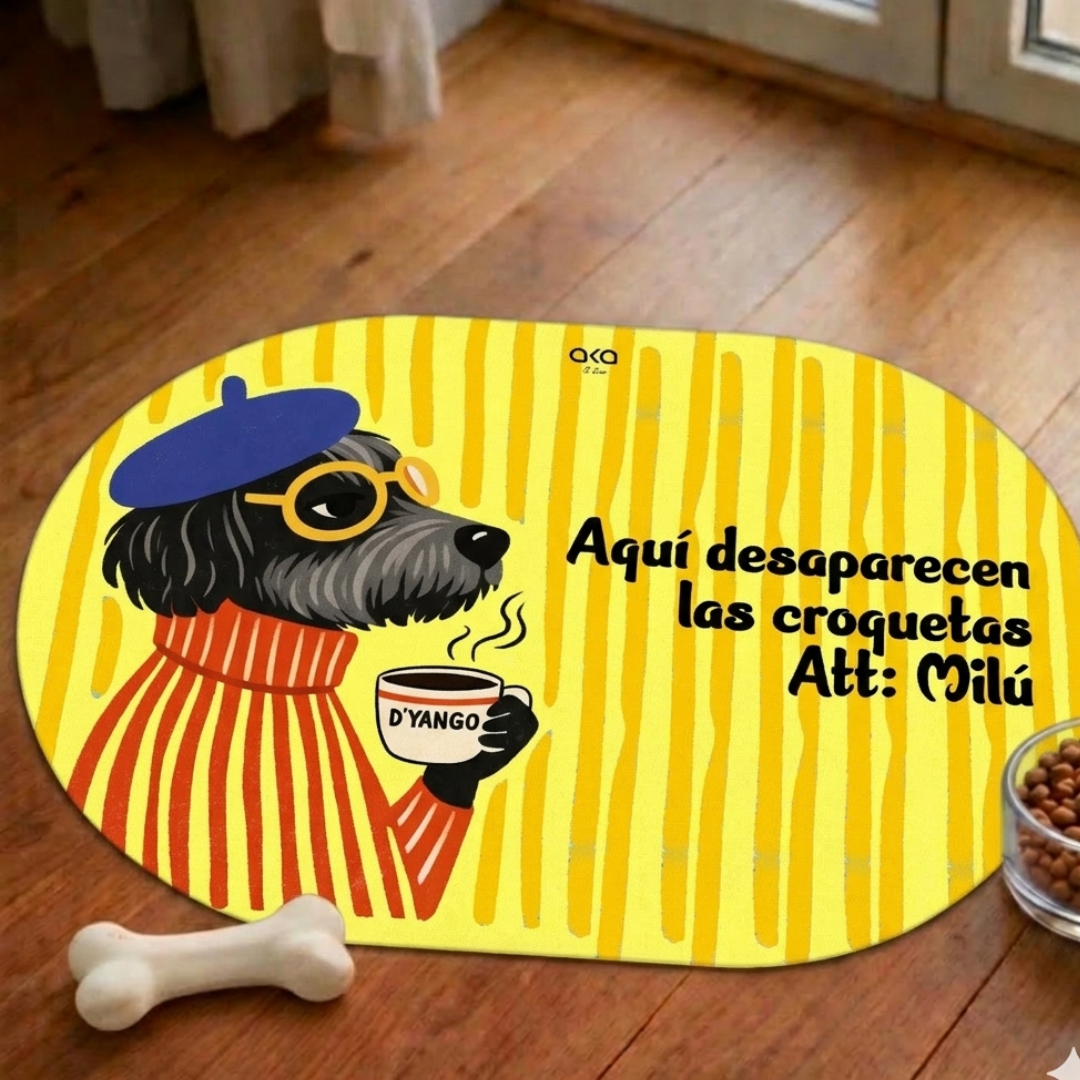 TAPETE DE COMIDA PARA PERROS "DESAPARECEN LAS CROQUETAS"