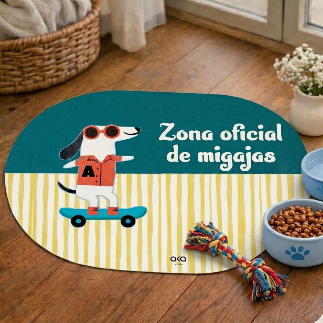 TAPETE DE COMIDA PARA PERROS "ZONA OFICIAL DE MIGAJAS"