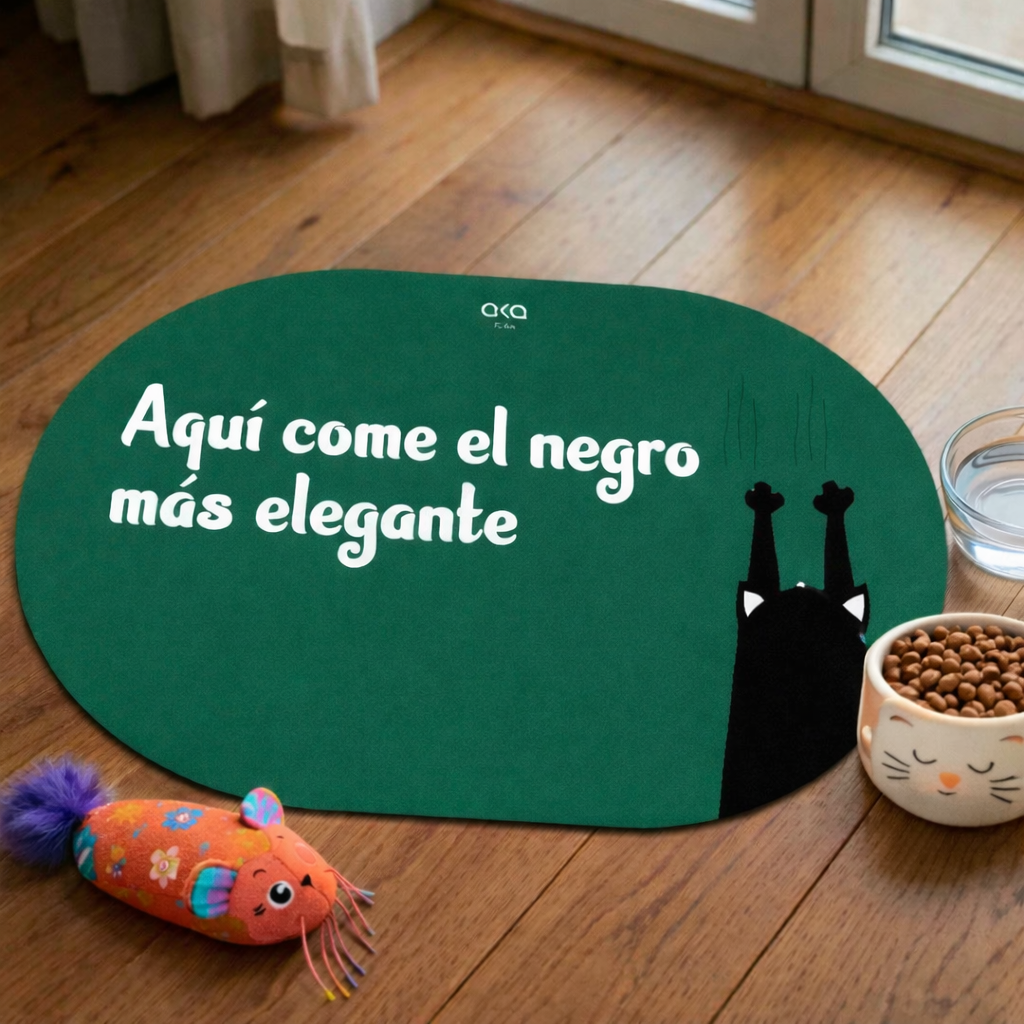 TAPETE DE COMIDA PARA GATOS "NEGRO ELEGANTE"