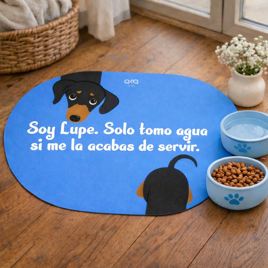 TAPETE DE COMIDA PARA PERROS "SOY LUPE"