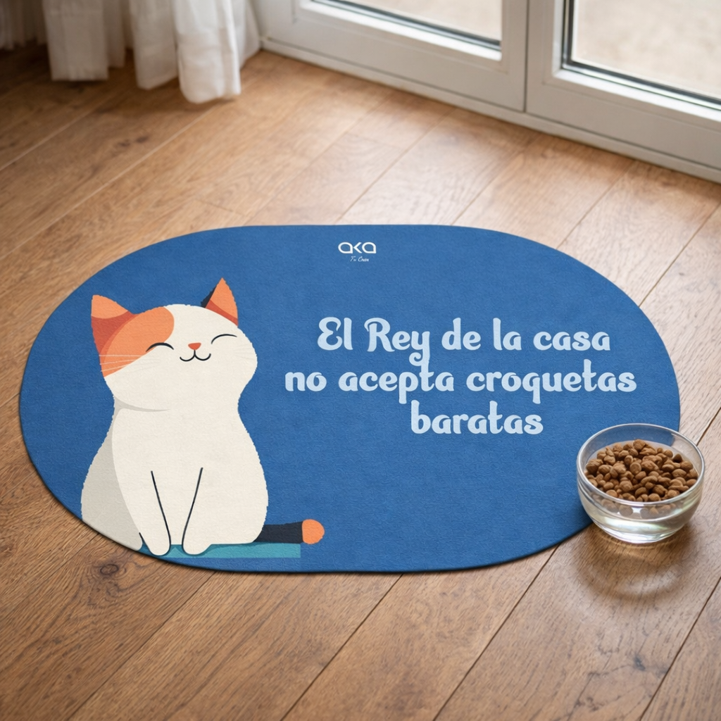 TAPETE DE COMIDA PARA GATOS "EL REY DE LA CASA"