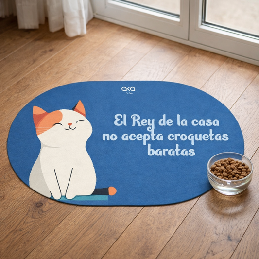 TAPETE DE COMIDA PARA GATOS "EL REY DE LA CASA"