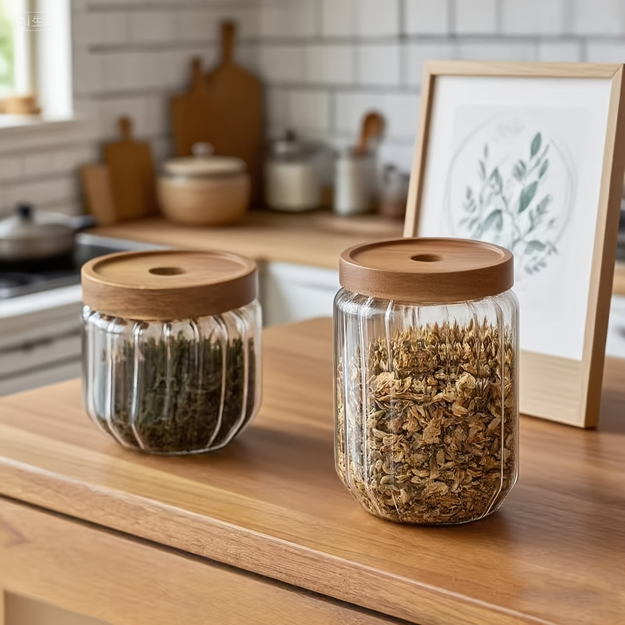 SET DE 4 TARROS EN VIDRIO CON TAPA HERMÉTICA PARA LA DESPENSA