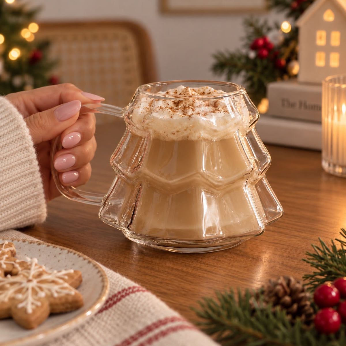 SET DE DOS TAZAS NAVIDEÑAS EN FORMA DE ÁRBOL DE NAVIDAD🎄